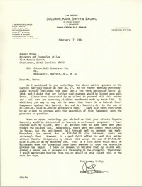 Letter from Raymond S. Baumil to Russell Brown, February 17, 1984