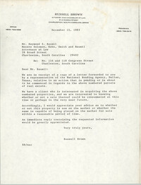 Letter from Russell Brown to Raymond S. Baumil, December 15, 1983