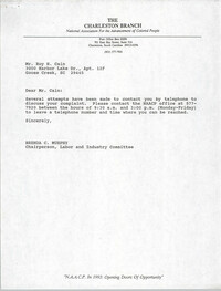 Letter from Brenda C. Murphy to Roy H. Cain