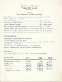 Agenda, Coming Street Y.W.C.A. Committee on Administration Meeting, October 16, 1967