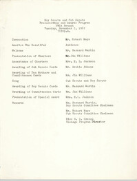 Boy Scouts and Cub Scouts Presentation and Awards Program, Coming Street Y.W.C.A., November 7, 1967