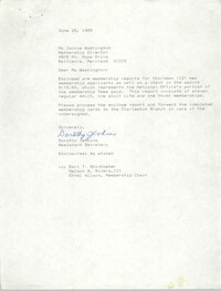 Letter from Dorothy Jenkins to Janice Washington, NAACP, June 15, 1989
