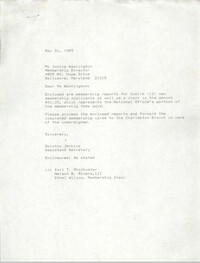 Letter from Dorothy Jenkins to Janice Washington, NAACP, May 31, 1989