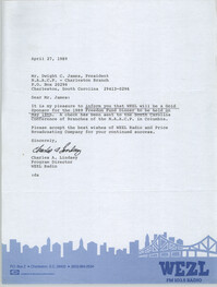Letter from Charles A. Lindsey to Dwight C. James, April 27, 1989