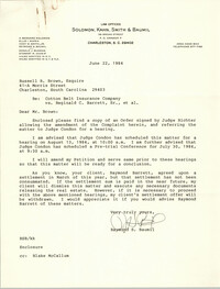 Letter from Raymond S. Baumil to Russell Brown, July 22, 1984