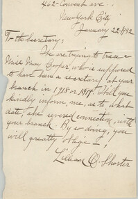 Letter from Lillian O. Shorter, January 22, 1932