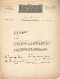 Letter from H. C. Heyward to Coming Street Y.W.C.A., June 21, 1922