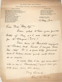 Letter from Rossa B. Cooley to Ada C. Baytop, May 29, 1922
