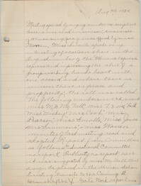 Minutes, Coming Street Y.W.C.A., August 7, 1924
