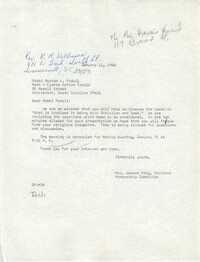 Letter from Mrs. Joseph King to Burton L. Padall, January 11, 1966