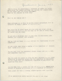 Questionnaire for the Coming Street Y.W.C.A., June 6, 1939