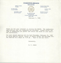 Letter from Dwight C. James, template, February 1, 1988