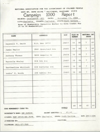 Campaign 1000 Report, Charleston Branch of the NAACP, November 13, 1988