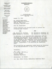 Letter from Dorothy Jenkins to Janice Washington, NAACP, August 15, 1990