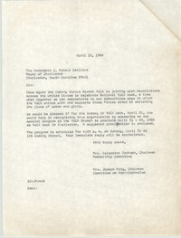 Letter from Mrs. Sylvester Jackson and Mrs. Joseph King to J. Palmer Gaillard, April 15, 1968