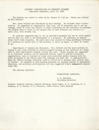 Minutes to the Citizens' Participation in Community Problems, April 20, 1966
