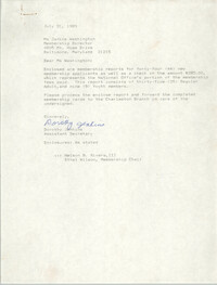 Letter from Dorothy Jenkins to Janice Washington, NAACP, July 31, 1989