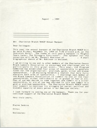 Letter from Elaine Jenkins to a Colleague, August 1989
