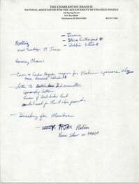 Handwritten Notes, Freedom Fund Banquet Meeting, Charleston Branch of the NAACP