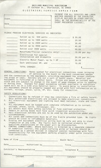 Electrical Service Order Form, Gaillard Municipal Auditorium