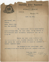 Letter from Lottie I. Olney to Ada C. Baytop, April 23, 1923