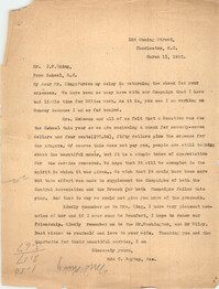 Letter from Ada C. Baytop to James P. King, March 11, 1923