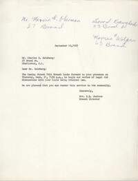Letter from Christine O. Jackson to Charles S. Goldberg, September 18, 1967