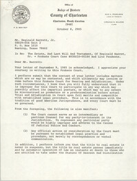 Letter from Gus Pearlman to Reginald C. Barrett Jr., October 8, 1985