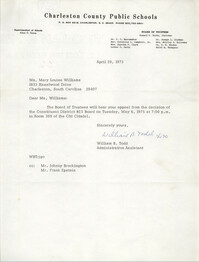 Letter from William B. Todd to Mary L. Williams, April 29, 1975