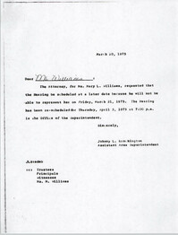 Letter from Johnny L. Brockington to Mary L. Williams, March 20, 1975