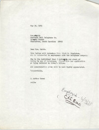 Letter from J. Arthur Brown, May 30, 1975