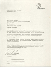 Letter from Southern Bell to William Saunders, September 14, 1979