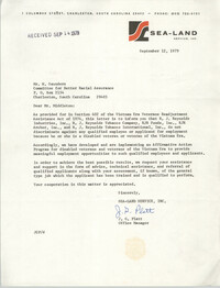 Letter from J. G. Platt to William Saunders, September 14, 1979