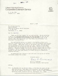 Letter from Doris A. Timmerman to Alfreda Gourdine, March 1, 1978