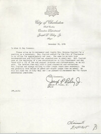 Letter of Recommendation for Arcrena English, December 30, 1976