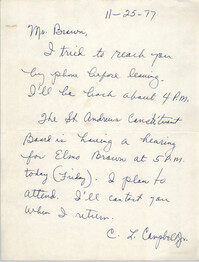 Letter from C. L. Campbell, Jr. to J. Arthur Brown, November 25, 1977