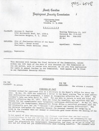 South Carolina Employment Security Commission Decision, July 13, 1977