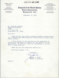Letter from Mendel J. Davis to William Saunders, September 12, 1978