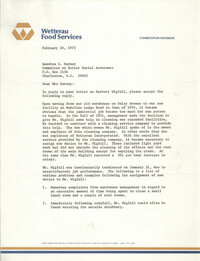 Letter from Darrell Bourne to Aundrea I. Harney, February 26, 1975
