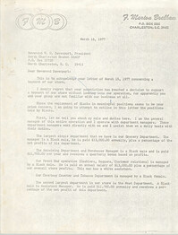 Letter from F. Marion Brabham to Reverend W. D. Davenport, March 16, 1977
