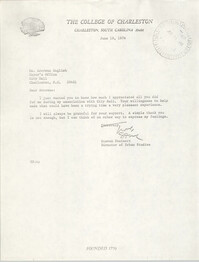 Letter from Steven Steinert to Arcrena Ann English, June 19, 1976