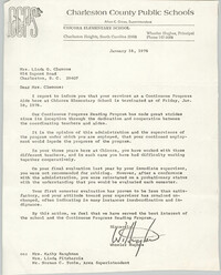 Letter from Wheeler Hughes to Linda G. Clemons, January 16, 1976