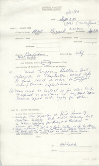 Community Relations Assistance Request, September 21, 1983