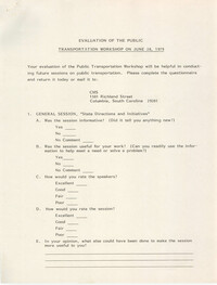 Evaluation of the Public Transportation Workshop on June 28, 1979