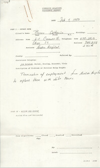 Community Relations Assistance Request, February 7, 1983