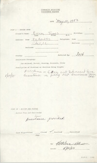 Community Relations Assistance Request, May 20, 1983