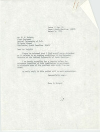 Letter from John H. Wright to W. W. Wright, August 4, 1976