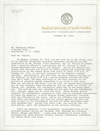 Letter from R. E. Clark to Nathaniel Taylor, October 29, 1975