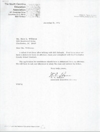 Letter from W. E. Solomon to Mary L. Williams, December 16, 1975