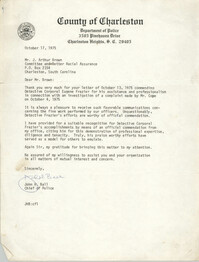 Letter from John H. Ball to J. Arthur Brown, October 17, 1975